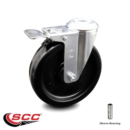 Service Caster 6 Inch Phenolic Wheel Bolt Hole Caster with Total Lock Brake SCC-BHTTL20S615-PHS